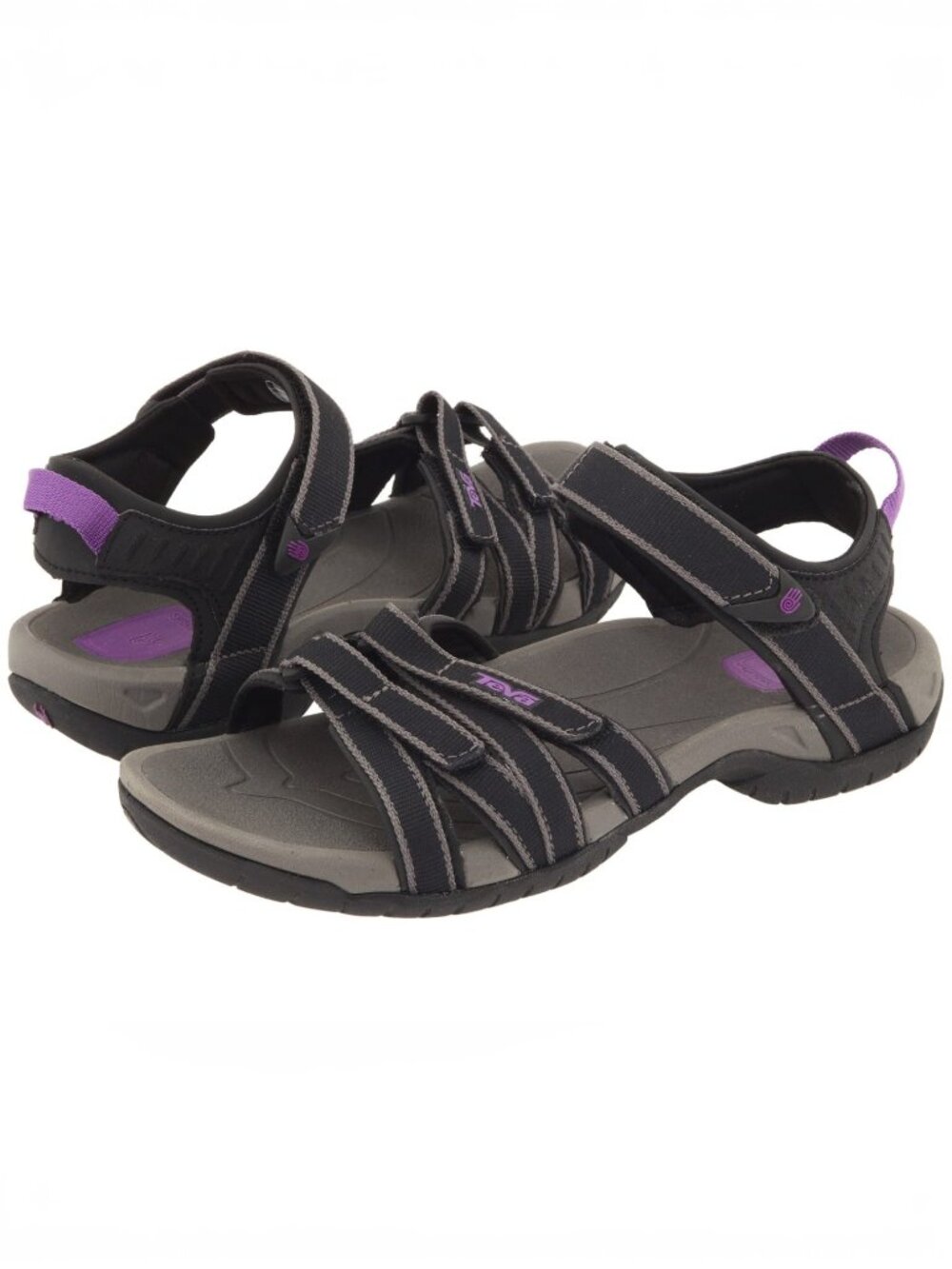 Teva Tirra Black/Grey Sandals with Purple Accents
